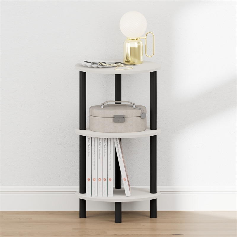 Furinno TURN-N-TUBE 3-Tier Toolless Oval Narrow Nightstand Side/End Table White