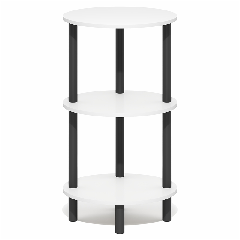 Furinno TURN-N-TUBE 3-Tier Toolless Oval Narrow Nightstand Side/End Table White