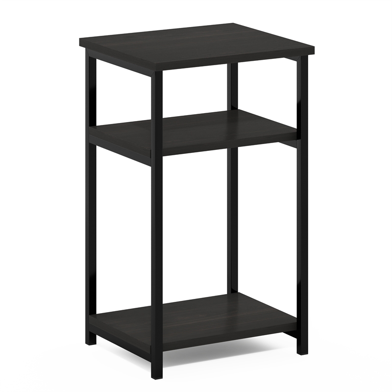 Furinno JUST 3-Tier Metal Frame Nightstand Open Shelve End/Side Table Espresso