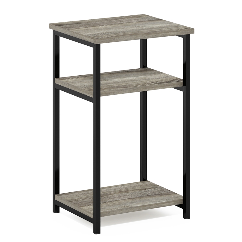 Furinno JUST 3-Tier Metal Frame Nightstand Open Shelve End/Side Table French Oak