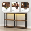 Furinno TURN-N-TUBE 3-Tier 47.4 Wide LED Lights Toolless Corner Shelf Amber Pine
