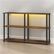Furinno TURN-N-TUBE 3-Tier 47.4 Wide LED Lights Toolless Corner Shelf Amber Pine