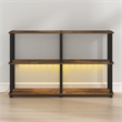 Furinno TURN-N-TUBE 3-Tier 47.4 Wide LED Lights Toolless Corner Shelf Amber Pine
