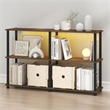 Furinno TURN-N-TUBE 3-Tier 47.4 Wide LED Lights Toolless Corner Shelf Amber Pine