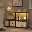 Furinno TURN-N-TUBE 3-Tier 47.4 Wide LED Lights Toolless Corner Shelf Amber Pine