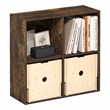 Furinno LUDER 4-Cube Open Shelves Bookcase. 9.5 x 24.6 x 23.7. Amber Pine