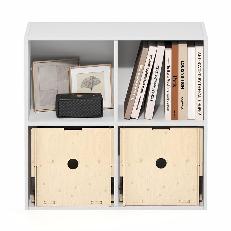 Furinno LUDER 4-Cube Open Shelves Bookcase. 9.5 x 24.6 x 23.7. White