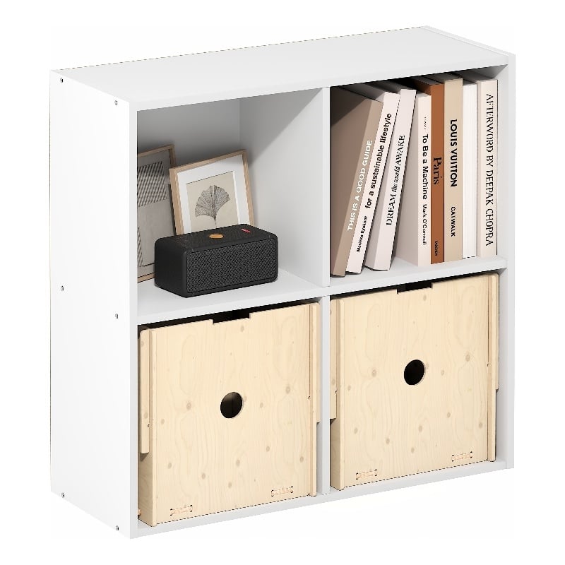 Furinno LUDER 4-Cube Open Shelves Bookcase. 9.5 x 24.6 x 23.7. White