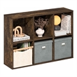 Furinno LUDER 6-Cube Open Shelves Bookcase. 9.5 x 24.6 x 35.4. Amber Pine