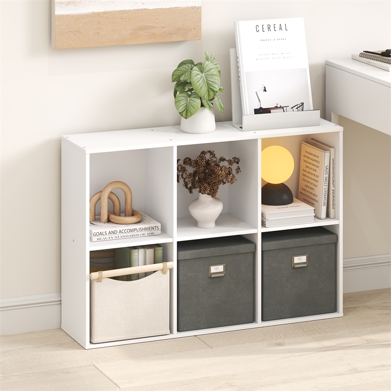 Furinno LUDER 6-Cube Open Shelves Bookcase. 9.5 x 24.6 x 35.4. White