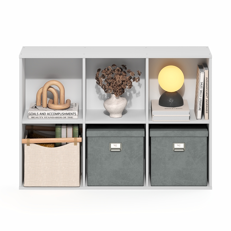 Furinno LUDER 6-Cube Open Shelves Bookcase. 9.5 x 24.6 x 35.4. White