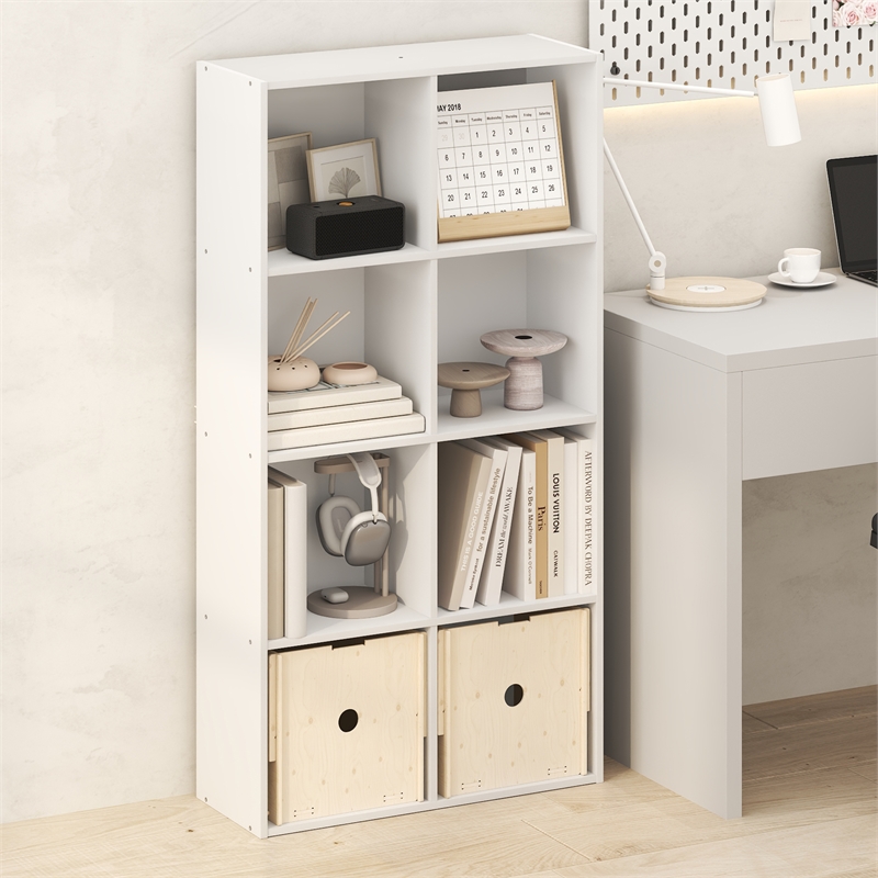 Furinno LUDER 8-Cube Open Shelves Bookcase. 9.5 x 24.6 x 47. White