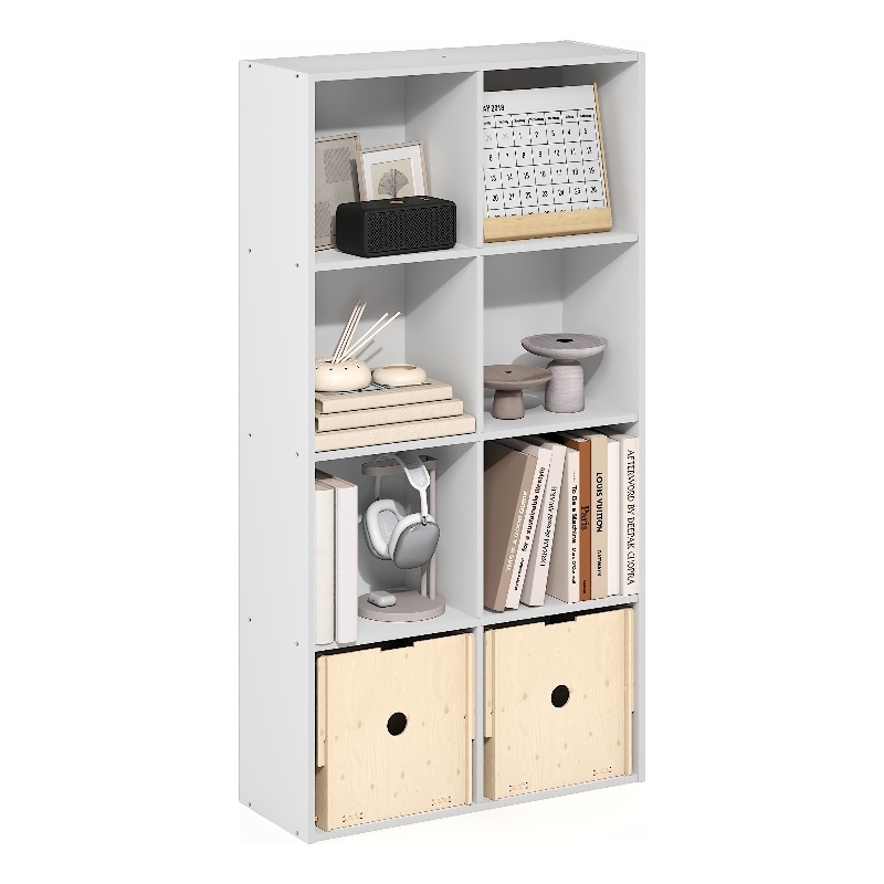 Furinno LUDER 8-Cube Open Shelves Bookcase. 9.5 x 24.6 x 47. White