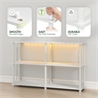 Furinno TURN-N-TUBE 3-Tier 47.4 Wide LED Lights Toolless Corner Shelf. White