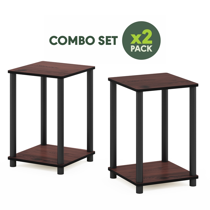 Furinno TURN-N-TUBE Set of 2. 2-Tier Stackable Toolless Nightstand Dark Cherry