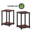Furinno TURN-N-TUBE Set of 2. 2-Tier Stackable Toolless Nightstand Dark Cherry