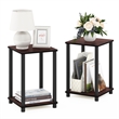 Furinno TURN-N-TUBE Set of 2. 2-Tier Stackable Toolless Nightstand Dark Cherry