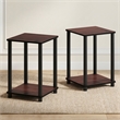 Furinno TURN-N-TUBE Set of 2. 2-Tier Stackable Toolless Nightstand Dark Cherry