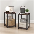 Furinno TURN-N-TUBE Set of 2. 2-Tier Stackable Toolless Nightstand Dark Cherry