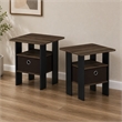 Furinno TIDUR Set of 2 Open Shelf Nightstand with Storage Bin. Columbia Walnut