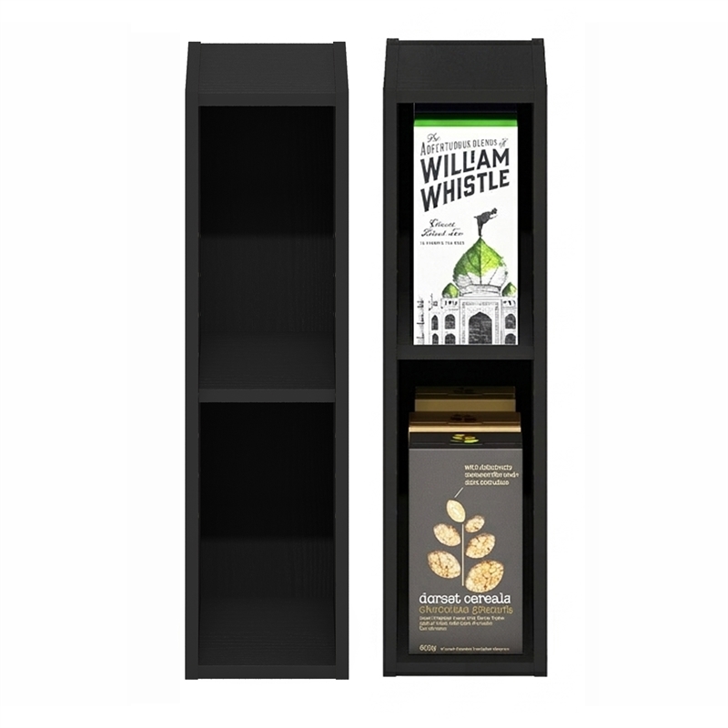 Furinno FULDA Set of 2. 2-Tier 6-In Width Narrow Bookcase. Blackwood