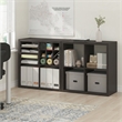 Furinno CUBICLE Set of 2. 4-Cube Thick Frame Reversible Bookcase. Black Dark Oak