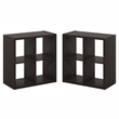 Furinno CUBICLE Set of 2. 4-Cube Thick Frame Reversible Bookcase. Black Dark Oak