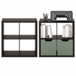 Furinno CUBICLE Set of 2. 4-Cube Thick Frame Reversible Bookcase. Black Dark Oak