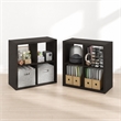 Furinno CUBICLE Set of 2. 4-Cube Thick Frame Reversible Bookcase. Black Dark Oak