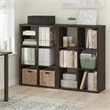 Furinno CUBICLE Set of 2. 6-Cube Thick Frame Reversible Bookcase. Black Dark Oak