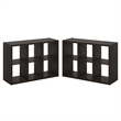 Furinno CUBICLE Set of 2. 6-Cube Thick Frame Reversible Bookcase. Black Dark Oak