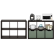 Furinno CUBICLE Set of 2. 6-Cube Thick Frame Reversible Bookcase. Black Dark Oak