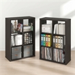 Furinno CUBICLE Set of 2. 6-Cube Thick Frame Reversible Bookcase. Black Dark Oak