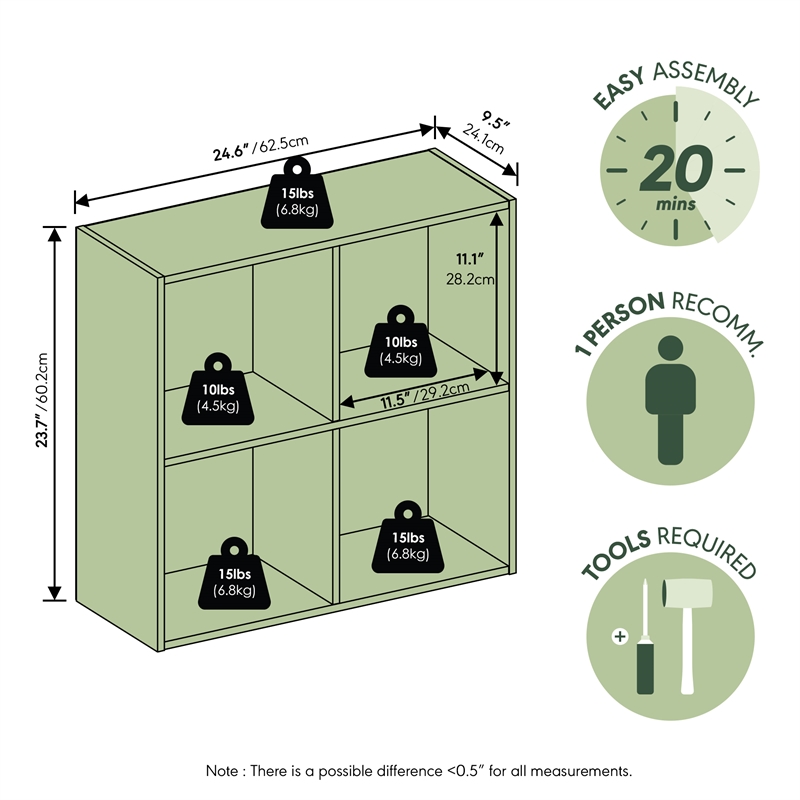 Furinno REED 4-Cube Closet Organizers and Storage with Open Shelves. Amber Pine