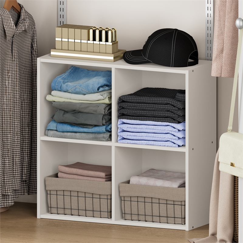 Furinno REED 4-Cube Closet Organizers and Storage with Open Shelves. White