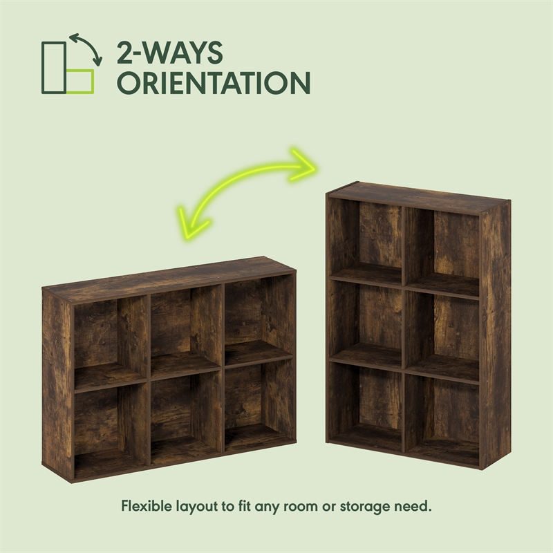 Furinno REED 6-Cube Closet Organizers and Storage with Open Shelves. Amber Pine