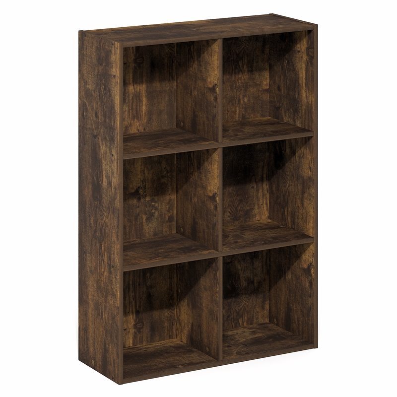 Furinno REED 6-Cube Closet Organizers and Storage with Open Shelves. Amber Pine