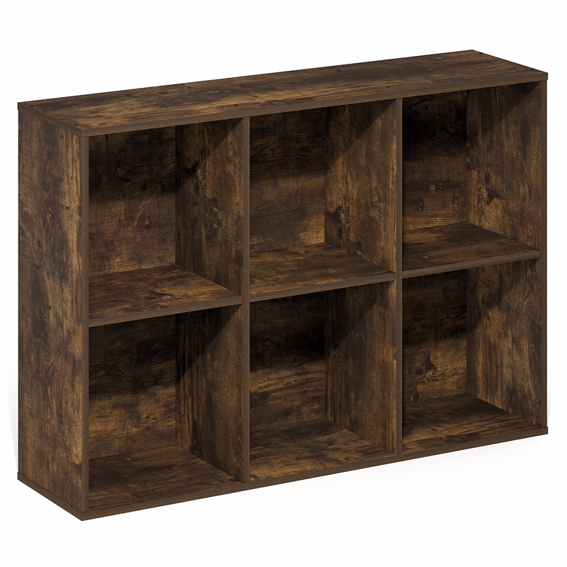 Furinno REED 6-Cube Closet Organizers and Storage with Open Shelves. Amber Pine