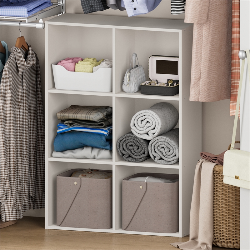 Furinno REED 6-Cube Closet Organizers and Storage with Open Shelves. White