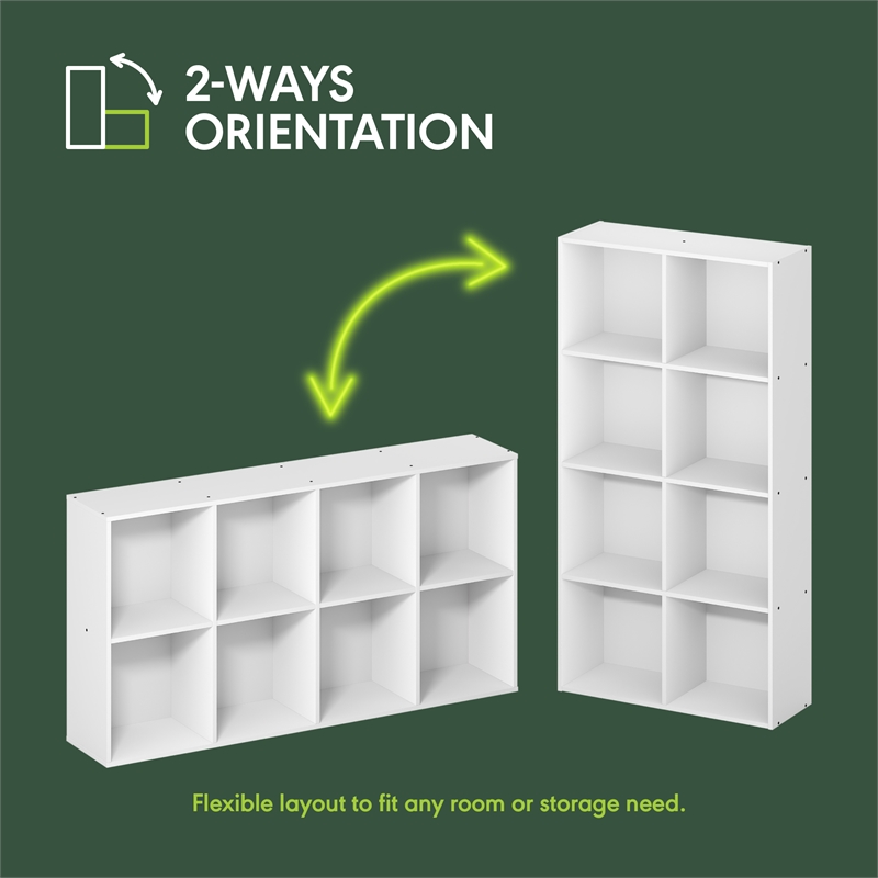 Furinno REED 8-Cube Closet Organizers and Storage with Open Shelves. White