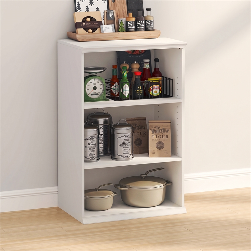 Furinno FANO 3-Tier Adjustable Storage Rack. Stackable Bookshelf. White