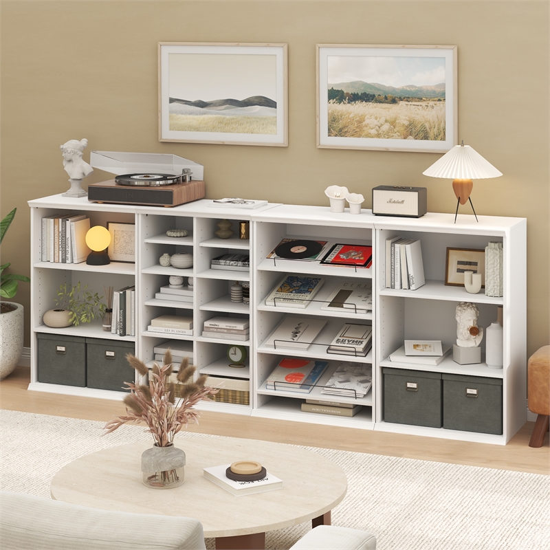 Furinno FANO 3-Tier Adjustable Storage Rack. Stackable Bookshelf. White