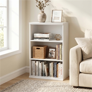 Furinno FANO 3-Tier Adjustable Storage Rack. Stackable Bookshelf. White