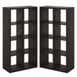 Furinno CUBICLE Set of 2. 8-Cube Thick Frame Reversible Bookcase. Black Dark Oak