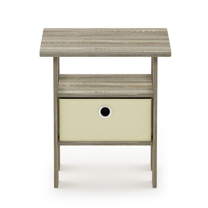 Furinno TIDUR Open Shelf Nightstand with Storage Bin. End Table. Sonoma Oak
