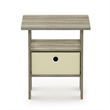 Furinno TIDUR Open Shelf Nightstand with Storage Bin. End Table. Sonoma Oak