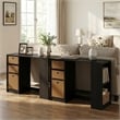 Furinno JAYA 40-Inch Black 3 Fabric Drawers Entryway Table. Espresso