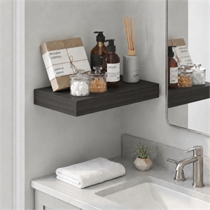 Furinno TANNA 9 x 16 Invisible Brackets 2 Thick Floating Shelves. Tobacco Oak