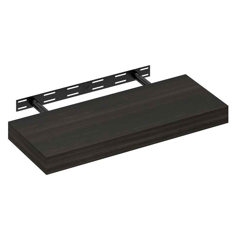 Furinno TANNA 9 x 24 Invisible Brackets 2 Thick Floating Shelves. Tobacco Oak