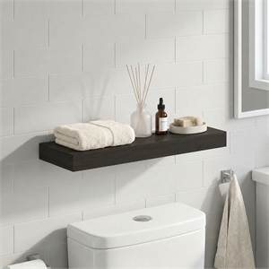 Furinno TANNA 9 x 24 Invisible Brackets 2 Thick Floating Shelves. Tobacco Oak